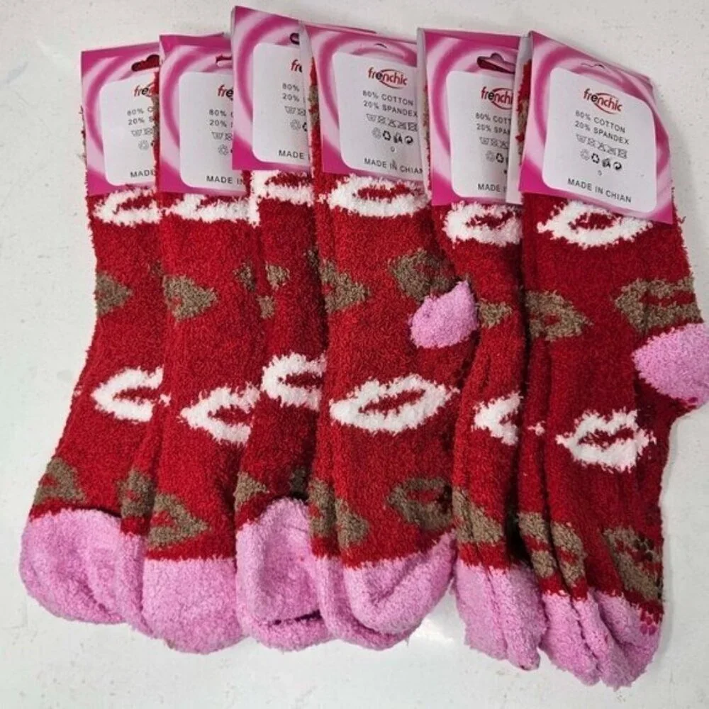 Women Fuzzy Slipper Socks Soft Cozy Non-Slip House Grips Sox, Size 9-11 6-Pair